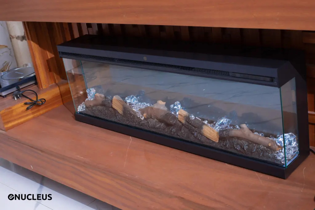 Cheminée électrique décorative à flamme moderne avec chauffage décoratif sur 3 côtés 