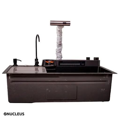 [#GN-PL-188] LAVABO MODERNE P40 750x460x220 / Tiktok Tendance Noir Blanc Affichage Numérique Robinet En Acier inoxydable Bol Unique Bionic Farmhouse Évier de Cuisine en céramique 